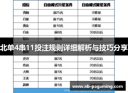 北单4串11投注规则详细解析与技巧分享